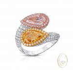 18K PINK AND YELLOW PEAR SHAPE DIAMOND RING